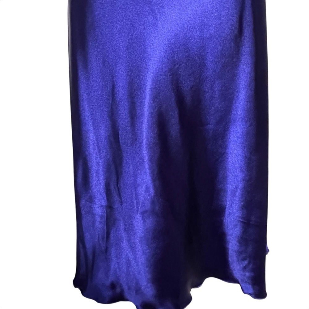 Bebe Purple Cowl Neck Satin Bias Cut Slip Dress Spaghetti Strap — Medium - Picture 6 of 11